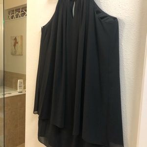 Black dress with shear chiffon over lay.